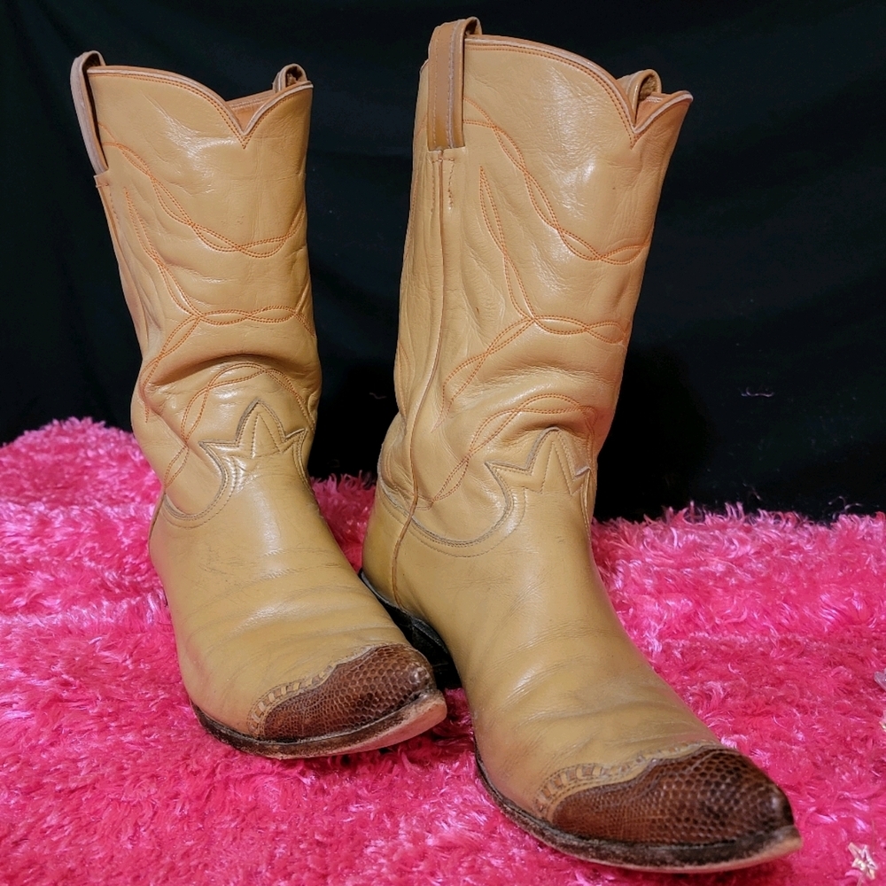 Vintage Tony Lama Real Alligator Skin Cowboy Boots